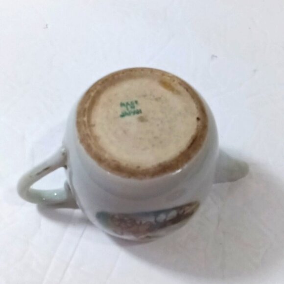 Antique Japanese Mini Teapot & Lidded 2-Handled Pot Goat Cart & Flowers Decor - Picture 7 of 13